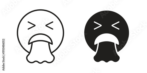 Puking emoji icon. Simple linear element illustration. Thin stroke sign can be used for web, mobile and UI.