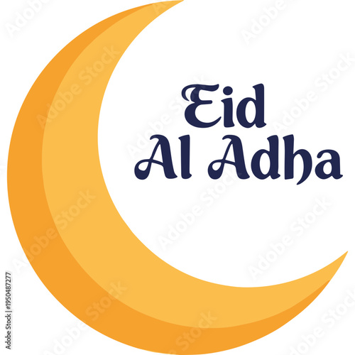 Eid Al Adha celebration with crescent moon and text