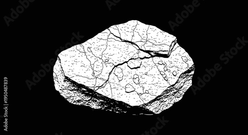 Isolated white rock on black background ideal for design and conceptual use