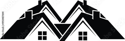 House roof silhouettes collection, real estate home roof icons set, residential property building symbols isolated black vector illustration