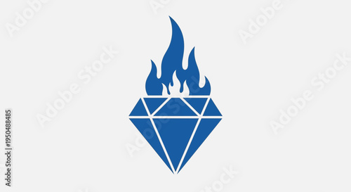 Blue diamond with fire flames.