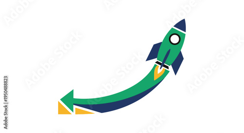 Rocket Ship Blasting Off Upwards Fast.