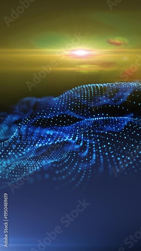 An abstraction of virtual, smooth energy waves, like music transformed into matter and feelings, creates a pleasant, calming background.