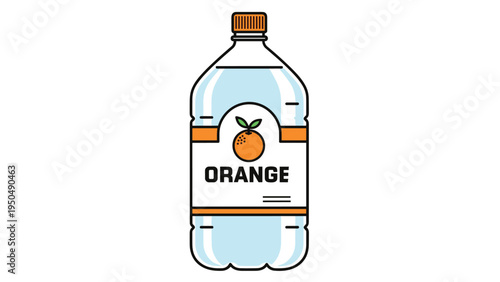 Large plastic bottle of orange flavored mineral water or soft drink featuring a simple orange fruit graphic and clear branding on the label.