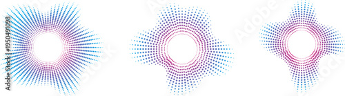 Hexagonal Symmetrical Neon Circular Sound Wave Equalizer - Neon Circular Sound Wave Equalizer With Dynamic Techno Electronic Dance Music Rhythms With Dots Abstract Radial Music Icons