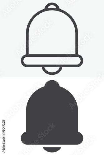 Notification bell alert icon set. Line and outline with solid style icon. Editable stroke vector sign and symbol for alarm reminder message notification bell icon.