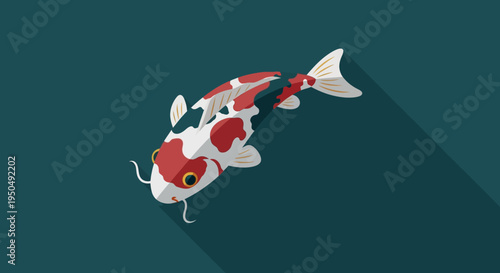 Koi Fish Illustration Flat Design