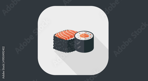 Sushi Salmon Nigiri and Maki Roll Icon
