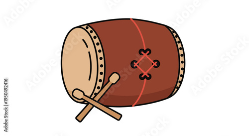Traditional Drum with Drumsticks, Percussion Instrument, Musical Equipment
