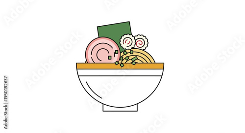 Japanese Ramen Noodle Soup Bowl Illustration - Delicious Asian Food Icon