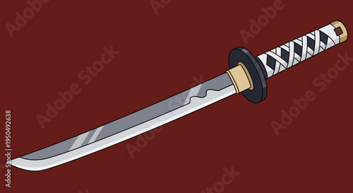 Japanese Katana Sword Illustration, Samurai Weapon, Traditional Blade, Sharp Edge, Cultural Icon