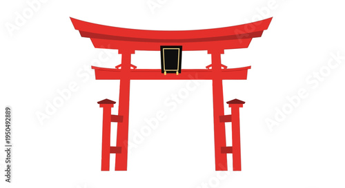 Red Torii Gate, Japanese Shrine Entrance