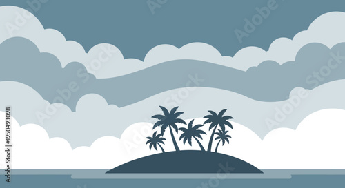 Tropical Island Paradise Silhouette