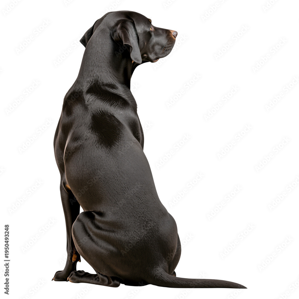 Obraz premium Black Dog Sitting from Behind Viewpoint