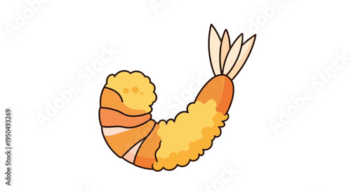 Crispy Tempura Shrimp Illustration - Japanese Food Icon