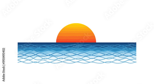 Vector sunset over ocean, simple gradient illustration