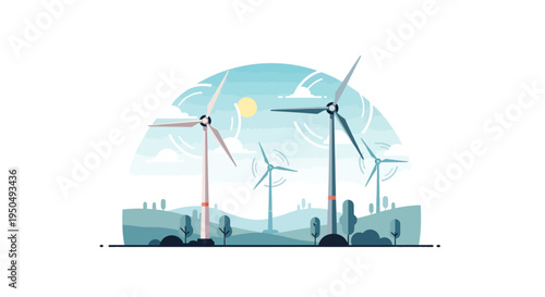 Wind Turbines Generating Clean Energy in a Sustainable Landscape