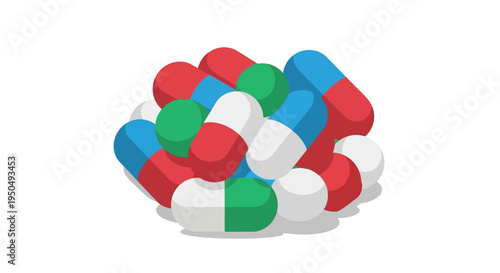 Pile of Colorful Medical Capsules and Pills
