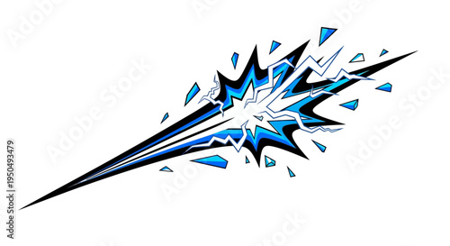 Abstract Blue Energy Burst with Shattered Fragments