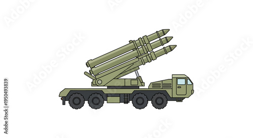 Military Rocket Launcher Truck Vehicle, Missile System, Artillery, Warfare