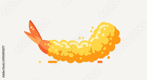Crispy Golden Shrimp Tempura Isolated on White Background, Japanese Cuisine