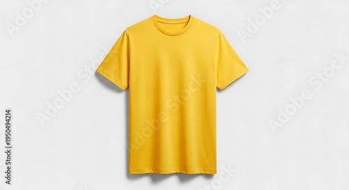 Yellow shortsleeved tshirt on plain white background for fashion design