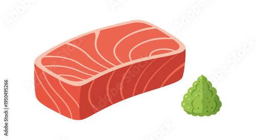 Raw salmon fillet with wasabi