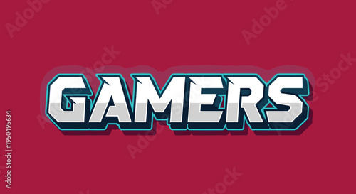 Gamers text logo, retro style, vibrant colors, gaming concept