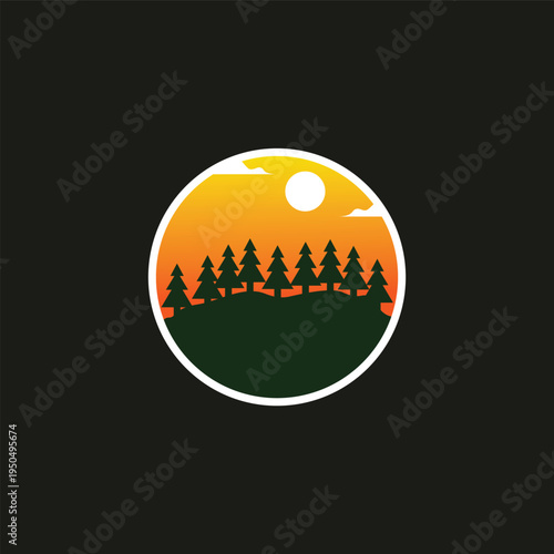 forest wood pine logo design vector illustration