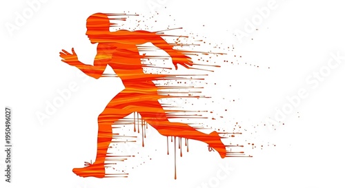 A vibrant artistic silhouette of a human athlete running with dynamic paint splatter effects