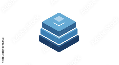 Wallpaper Mural Abstract geometric illustration layered blue cube on white background Torontodigital.ca