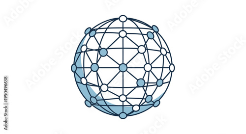 Abstract globe illustration with interconnected nodes on white background