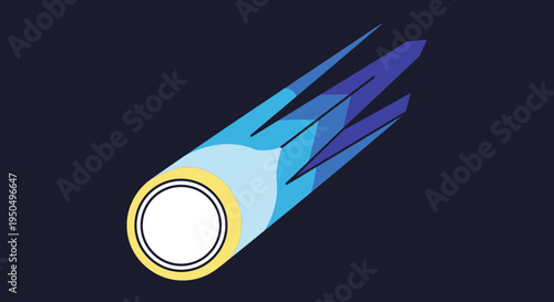 Abstract illustration of a fast moving comet against a dark background