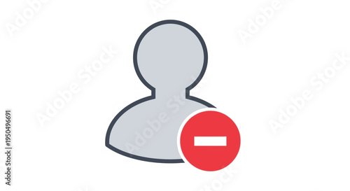 Abstract person icon with prohibition sign for concepts like blocking