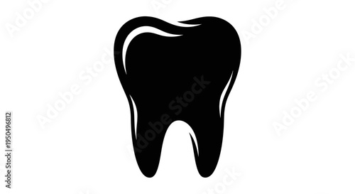 Black and white dental tooth illustration against white background