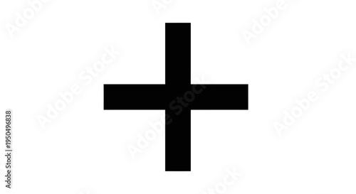 Black cross symbol on white background for design and conceptual use