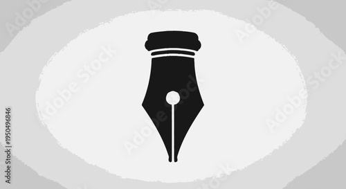 Black ink pen icon on grayscale background for creative design concepts