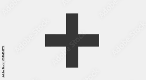 Black plus sign graphic on white background simple conceptual design
