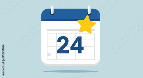 Calendar icon with date and star symbol for event planning or reminder