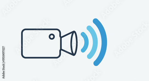 Camera icon transmitting signal with modern graphic style for technology