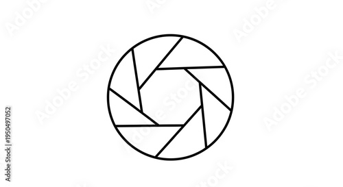 Camera aperture icon graphic element representing focus and photography