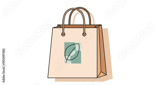 Eco-friendly shopping bag with leaf logo, sustainable packaging concept