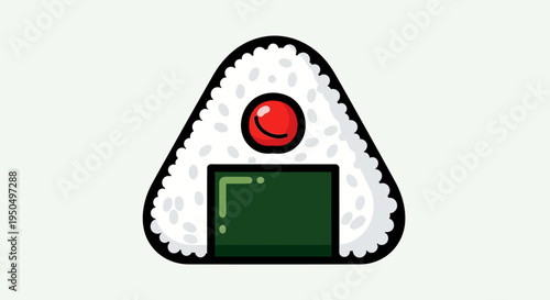 Japanese Rice Ball Onigiri with Nori and Red Filling