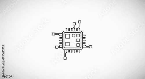 Stylized black outline drawing of a central processing unit on a white background