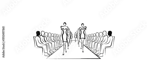 Fashion show with models on runway and seated audience