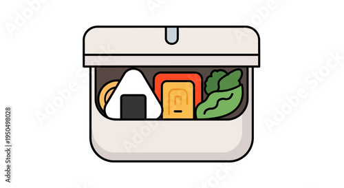 Japanese Bento Box Lunch: Onigiri, Tamagoyaki, and Greens