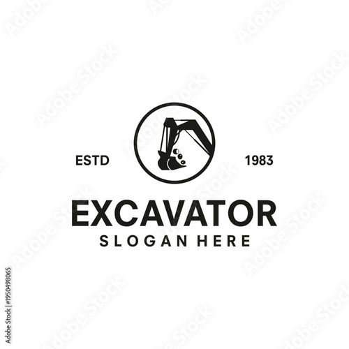 Excavator logo design template illustration vector