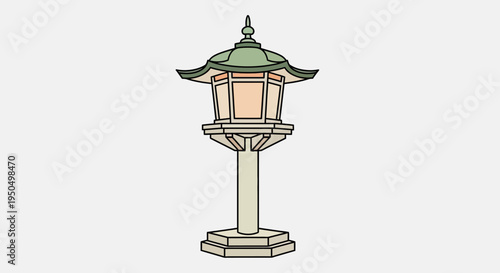 Traditional Japanese Garden Lantern on a Pedestal, Outdoor Lighting