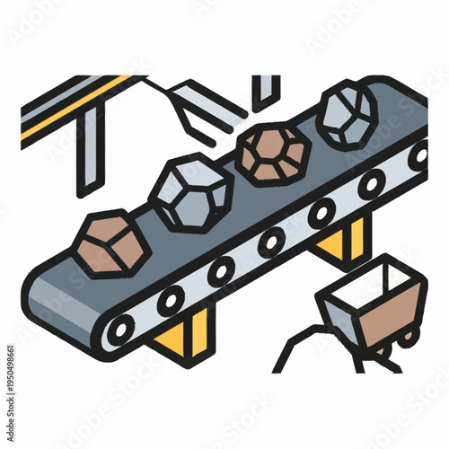 Conveyor belt transporting raw materials for industrial processing.
