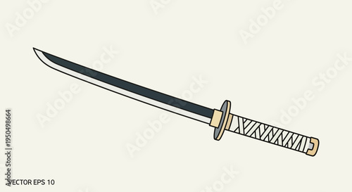 Japanese Katana Sword Illustration - Vector Art